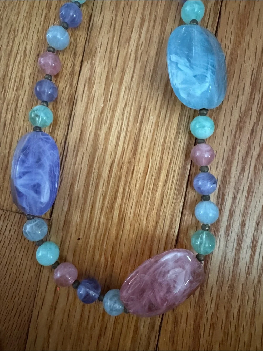 Vintage Multicolor Pastel Beaded Necklace - Women's Jewelry